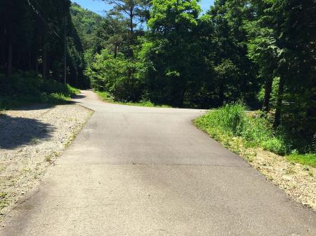 有馬口から30分ほどで東山橋のところに到着。東山橋はこの道を右だが、橋付近には沢に降りれないので少し真っすぐいく
