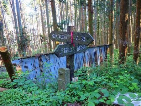 七越峠には道標があって四つ辻になっている。以前、三国山をピークハントした時は鍋谷峠からだったと思う