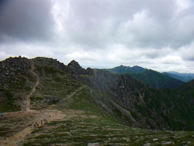 振り返るとさっき登った中岳のピークが見える。あと一登りすれば山頂