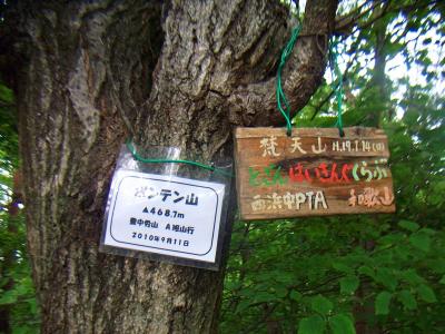梵天山山頂(468.7m)に到着。ボンテン山とカタカナで書いてるけど感じだと難しいのかな！？