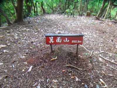 箕面山山頂(352.3m)に到着。山頂はこれだけで何もなかった