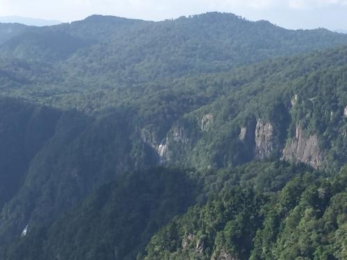 岩肌から滝が流れ落ちてるのが神秘的。さて尾鷲辻に戻って下山します